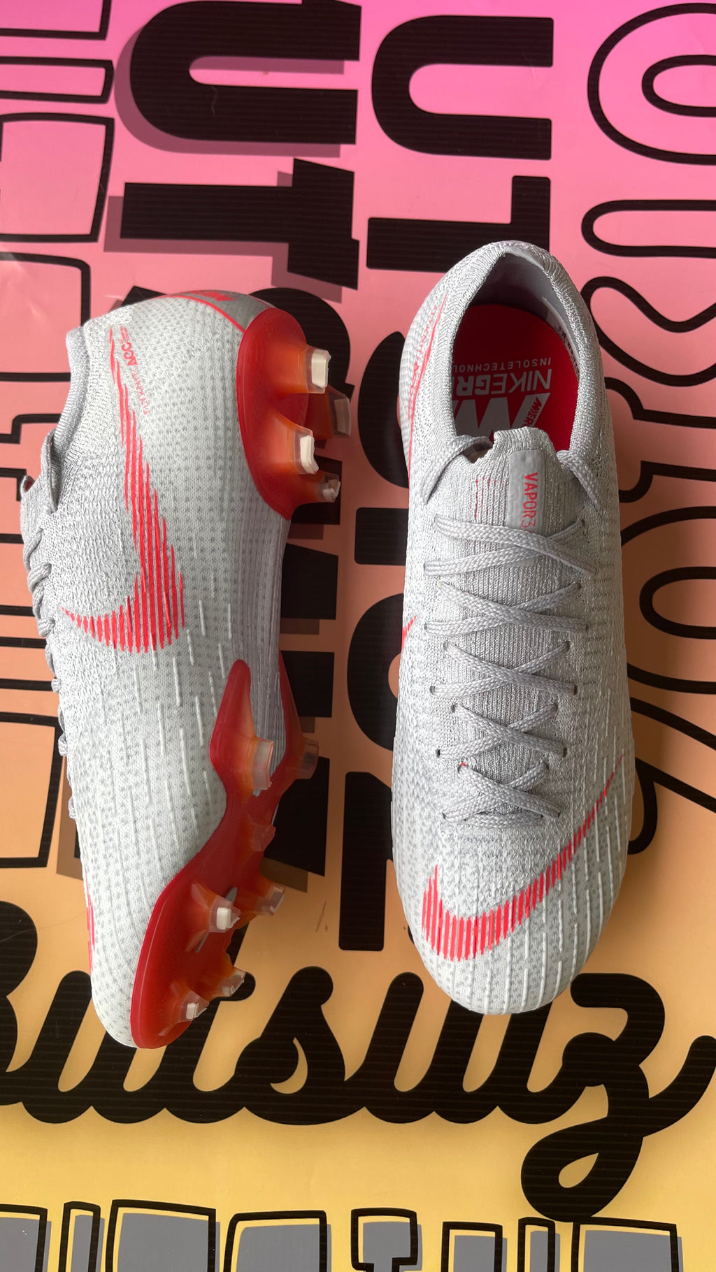 Nike Mercurial Vapor 12 Elite FG Soccer Cleats Wolf Grey/LT Crimson – US 7
